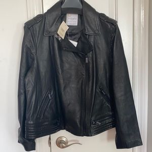 NEVER WORN MANGO LEATHER BIKER JACKET